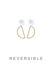 Load image into Gallery viewer, EBONY GINGHAM HANGING MOON STUD EARRINGS