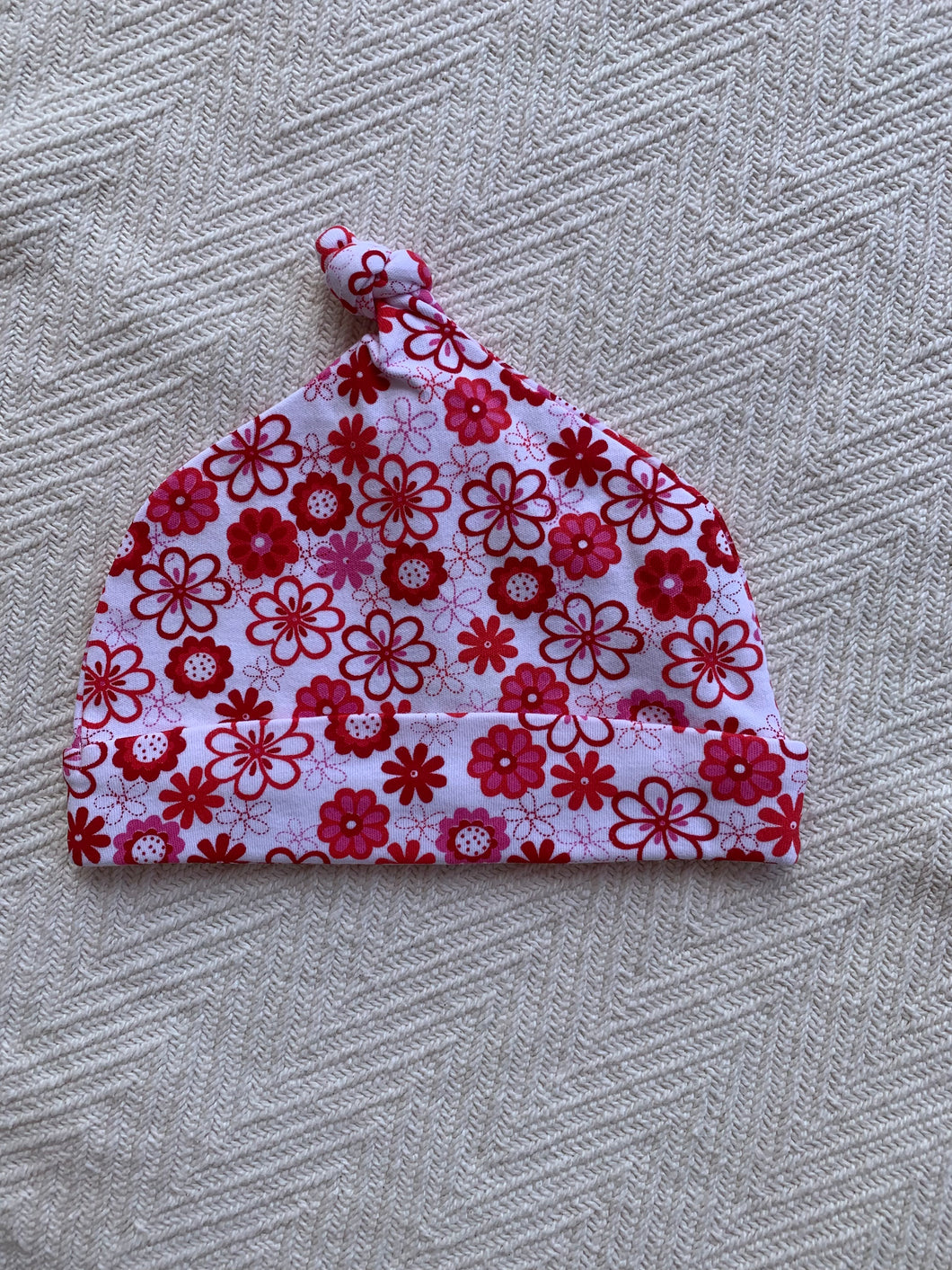 Knot Beanie - Red Floral