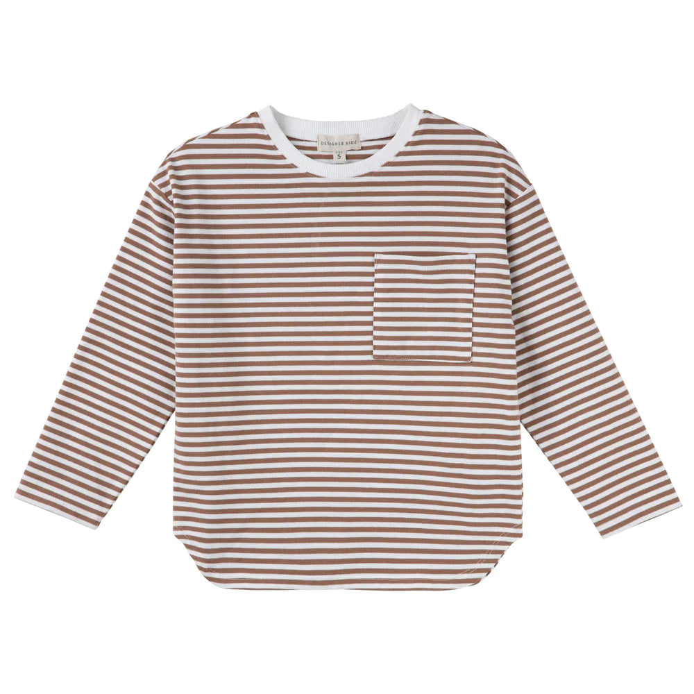 HARVEY L/S STRIPE T-SHIRT - MOCHA