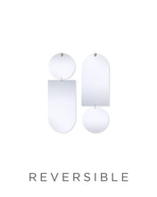 Load image into Gallery viewer, MOE MOE - EBONY STRIPED GINGHAM ASYMMETRICAL TAB STUD EARRINGS