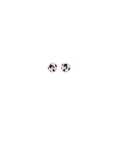 BLACK LINED LEOPARD MINI CIRCLE STUD EARRINGS