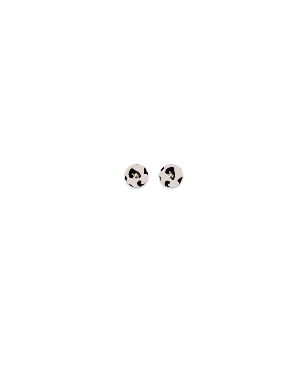 BLACK LINED LEOPARD MINI CIRCLE STUD EARRINGS