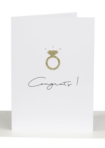 ‘Congrats’ Wedding Greeting Card – Glitter Ring