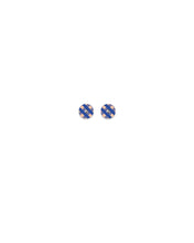 Load image into Gallery viewer, INDIGO GINGHAM MINI CIRCLE STUD EARRINGS