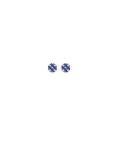 INDIGO GINGHAM MINI CIRCLE STUD EARRINGS
