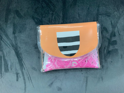 Billy Goat Button - Black/ White Stripe and Confetti Coin Purse