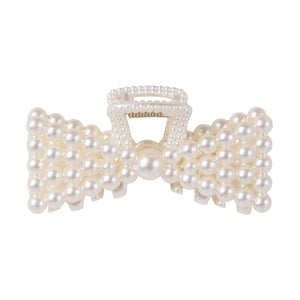 PEARL BOW HAIR CLIP - IVORY