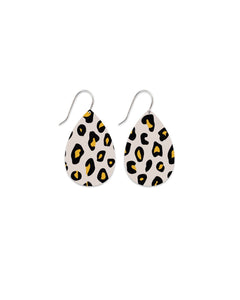 MOE MOE BLACK LINED LEOPARD MEDIUM TEAR DROP EARRINGS