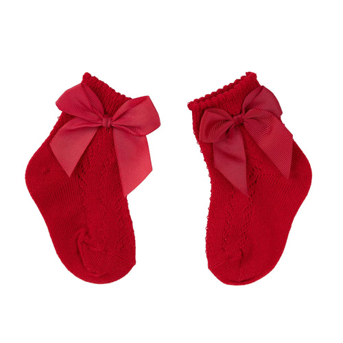 BABY BOW CREW SOCKS - RED