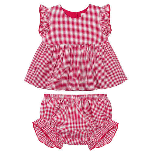 GIGI GINGHAM DRESS & BLOOMER SET - RED