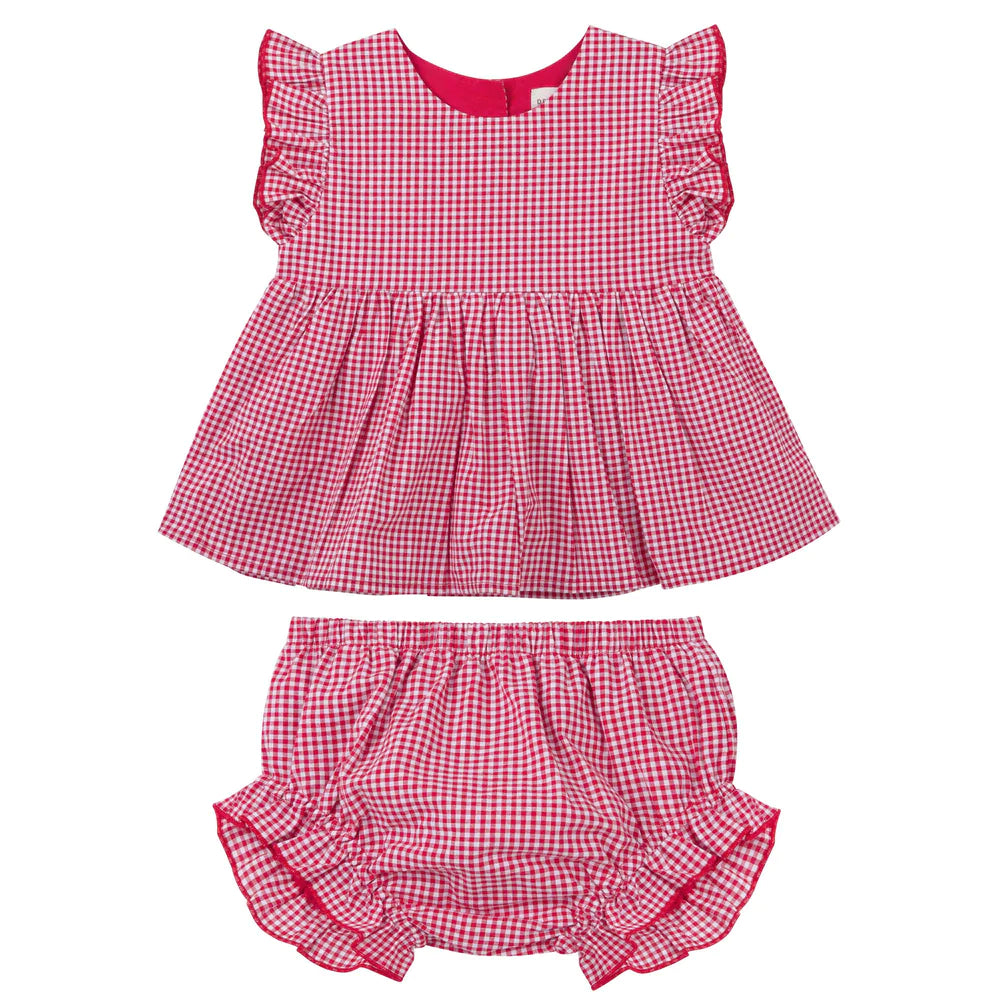 GIGI GINGHAM DRESS & BLOOMER SET - RED