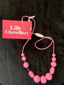 Lilly Chewellery Teething Necklace - Long Light Pink Multi Beads