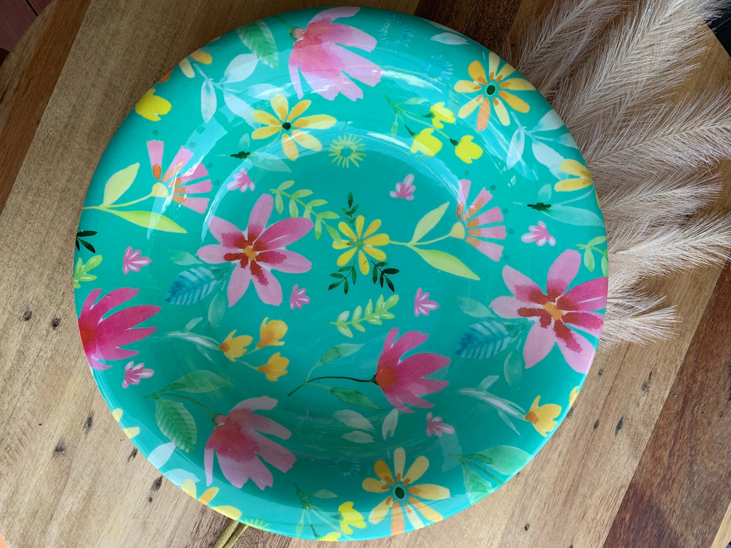Mango Wood Floral Bowl