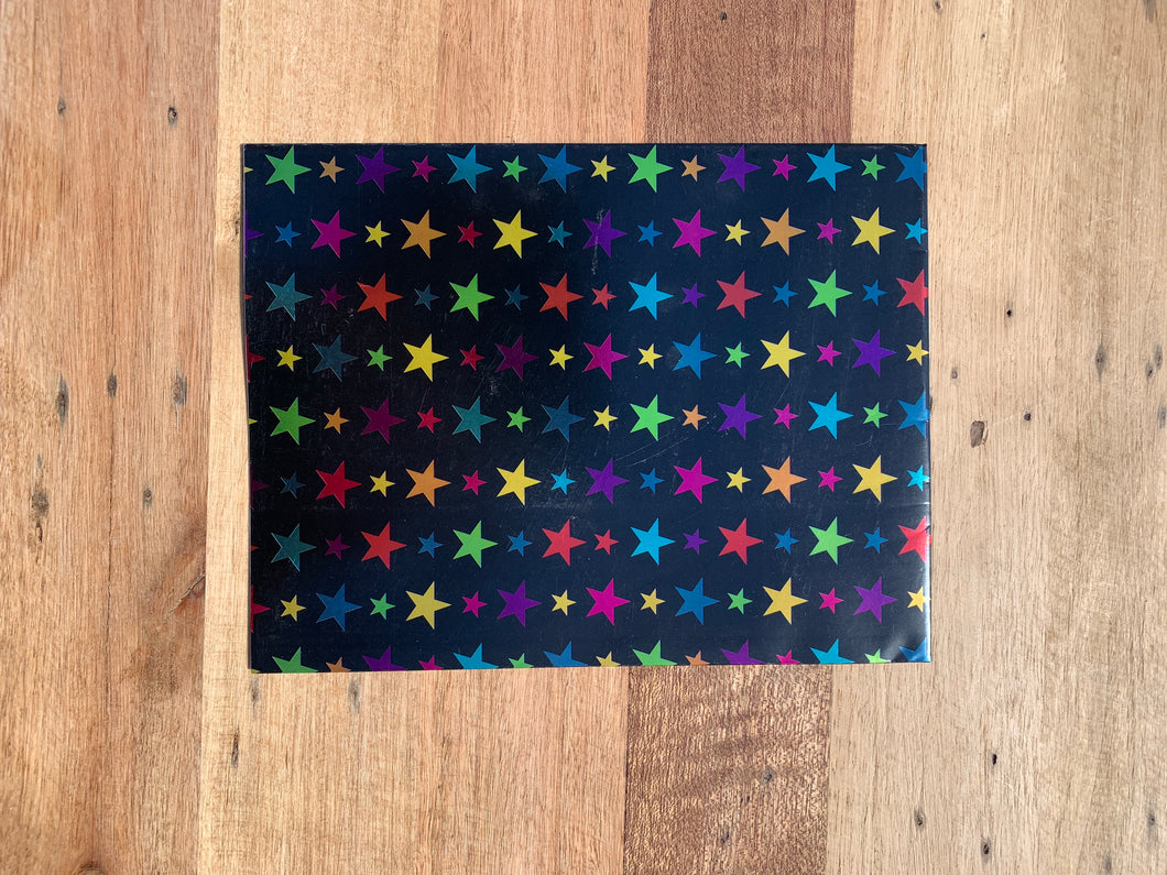 Wrapping Paper - Black Multi Foil Star (E1317)