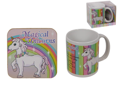 MUG & COASTER SET - RAINBOW UNICORN
