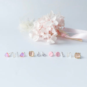 Sterling Sliver Petite Studs 6 Pairs MEGA collection Pink