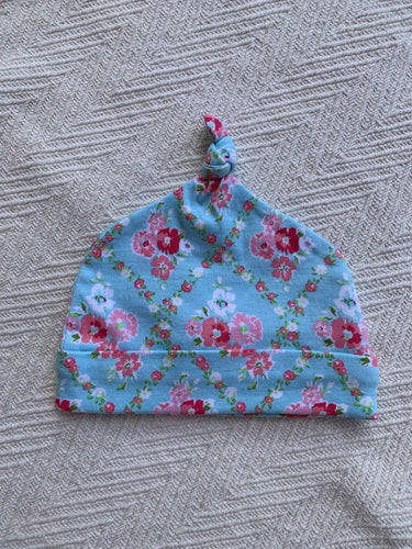 Knot Beanie - Aqua Floral