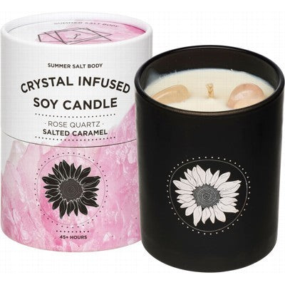 SUMMER SALT BODY Crystal Infused Soy Candle  Rose Quartz - Salted Caramel