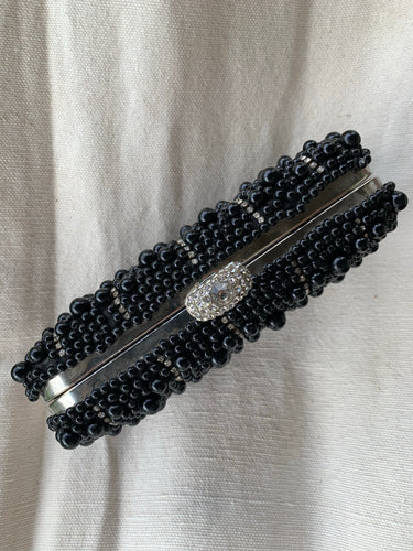 Black Bead & Diamanté Evening Bag