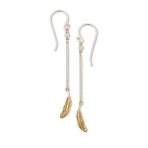 Feather and crystal quartz earrings - Palas Jewellery